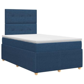Boxspringbett mit Matratze mit Kopfteil Blau 120 x 190 cm Stoff
