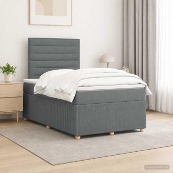 ARDEBO.de - Boxspringbett mit Matratze Dunkelgrau 120 x 200 cm Stoff