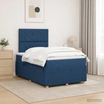 ARDEBO.de - Boxspringbett mit Matratze mit Kopfteil Blau 120 x 200 cm Stoff