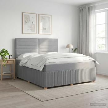 ARDEBO.de - Boxspringbett mit Matratze Hellgrau 140 x 190 cm Stoff