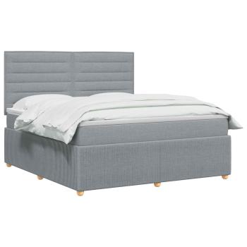 Boxspringbett mit Matratze Hellgrau 140 x 190 cm Stoff