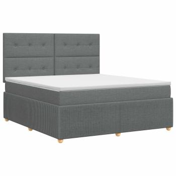 Boxspringbett mit Matratze Dunkelgrau 140 x 190 cm Stoff