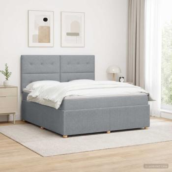 ARDEBO.de - Boxspringbett mit Matratze Hellgrau 140 x 200 cm Stoff