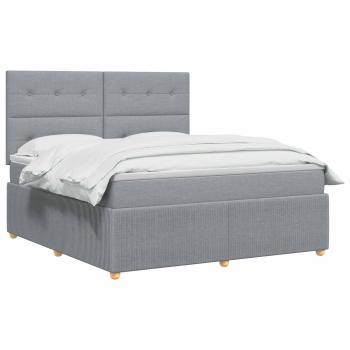 Boxspringbett mit Matratze Hellgrau 140 x 200 cm Stoff