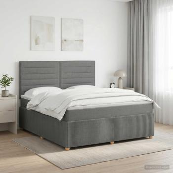 ARDEBO.de - Boxspringbett mit Matratze Dunkelgrau 160 x 200 cm Stoff