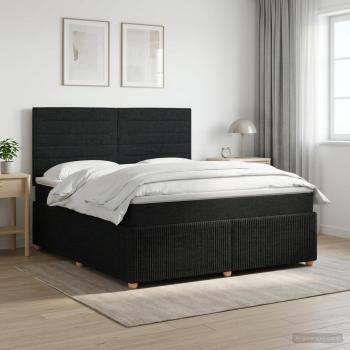 ARDEBO.de - Boxspringbett mit Matratze Schwarz 180 x 200 cm Stoff