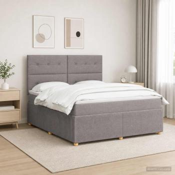 ARDEBO.de - Boxspringbett mit Matratze Taupe 180 x 200 cm Stoff