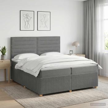 ARDEBO.de - Boxspringbett mit Matratze Dunkelgrau 200 x 200 cm Stoff