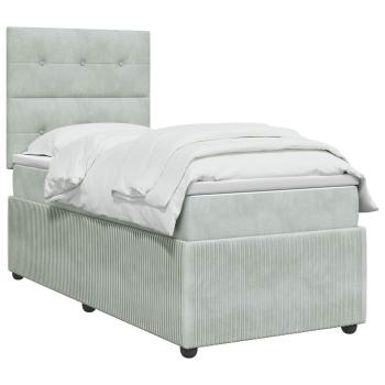 Boxspringbett mit Matratze Hellgrau 90 x 190 cm Samt
