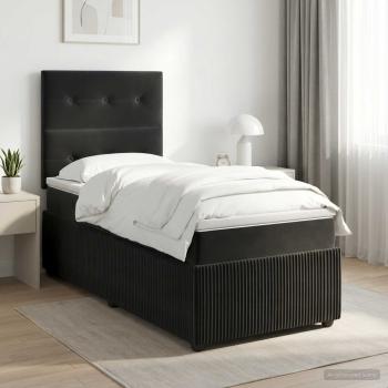 ARDEBO.de - Boxspringbett mit Matratze Schwarz 90 x 190 cm Samt