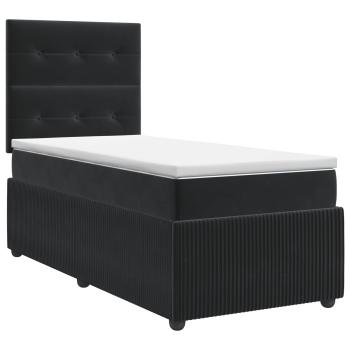 Boxspringbett mit Matratze Schwarz 90 x 190 cm Samt