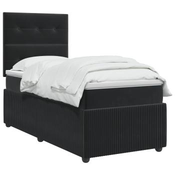 Boxspringbett mit Matratze Schwarz 90 x 190 cm Samt
