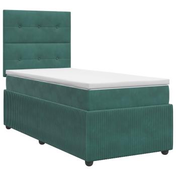 Boxspringbett mit Matratze Dunkelgrün 90 x 190 cm Samt