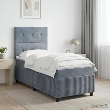 ARDEBO.de - Boxspringbett mit Matratze Dunkelgrau 90 x 200 cm Samt