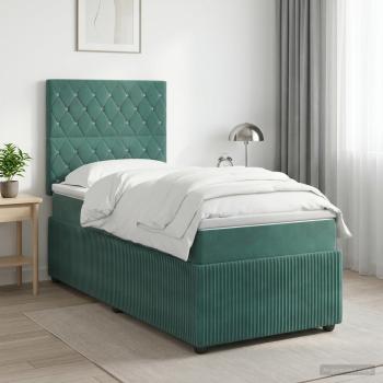 ARDEBO.de - Boxspringbett mit Matratze Dunkelgrün 100 x 200 cm Samt