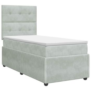 Boxspringbett mit Matratze Hellgrau 100 x 200 cm Samt