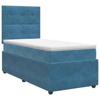 Boxspringbett mit Matratze mit Kopfteil Blau 100 x 200 cm Samt