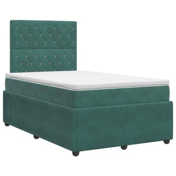 Boxspringbett mit Matratze Dunkelgrün 120 x 190 cm Samt