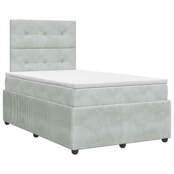Boxspringbett mit Matratze Hellgrau 120 x 190 cm Samt