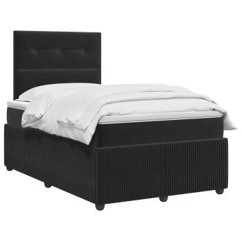 Boxspringbett mit Matratze Schwarz 120 x 190 cm Samt