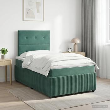 ARDEBO.de - Boxspringbett mit Matratze Dunkelgrün 120 x 190 cm Samt