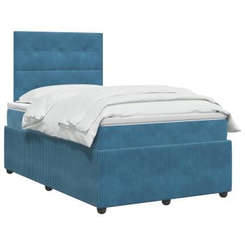 Boxspringbett mit Matratze mit Kopfteil Blau 120 x 190 cm Samt