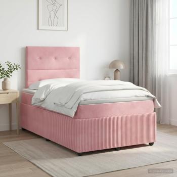 ARDEBO.de - Boxspringbett mit Matratze mit Kopfteil Rosa 120 x 190 cm Samt
