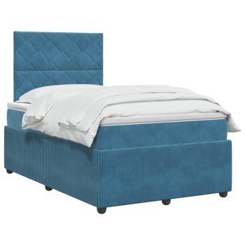 Boxspringbett mit Matratze mit Kopfteil Blau 120 x 190 cm Samt