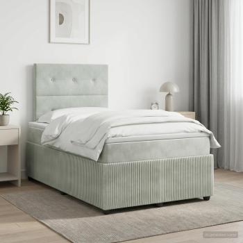 ARDEBO.de - Boxspringbett mit Matratze Hellgrau 120 x 200 cm Samt