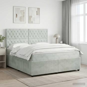 ARDEBO.de - Boxspringbett mit Matratze Hellgrau 140 x 200 cm Samt