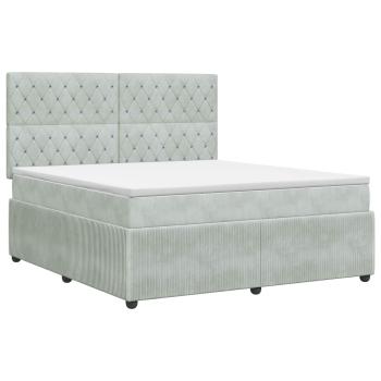 Boxspringbett mit Matratze Hellgrau 140 x 200 cm Samt