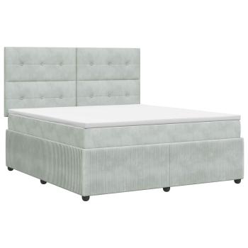 Boxspringbett mit Matratze Hellgrau 180 x 200 cm Samt