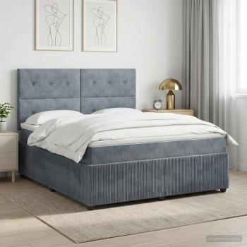 ARDEBO.de - Boxspringbett mit Matratze Dunkelgrau 180 x 200 cm Samt