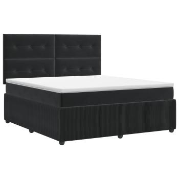 Boxspringbett mit Matratze Schwarz 180 x 200 cm Samt