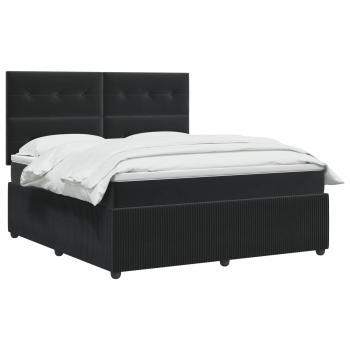 Boxspringbett mit Matratze Schwarz 180 x 200 cm Samt