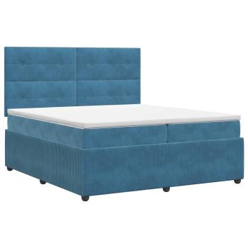 Boxspringbett mit Matratze mit Kopfteil Blau 200 x 200 cm Samt