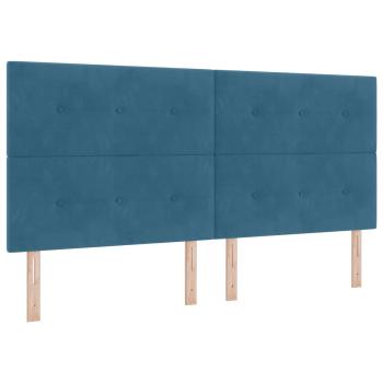 Boxspringbett mit Matratze mit Kopfteil Blau 200 x 200 cm Samt