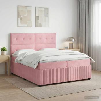 ARDEBO.de - Boxspringbett mit Matratze mit Kopfteil Rosa 200 x 200 cm Samt
