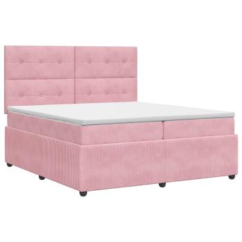 Boxspringbett mit Matratze mit Kopfteil Rosa 200 x 200 cm Samt