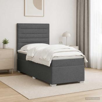 ARDEBO.de - Boxspringbett mit Matratze Dunkelgrau 80 x 200 cm Stoff