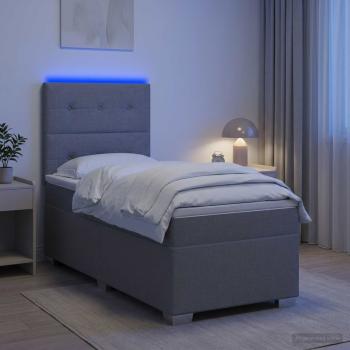 ARDEBO.de - Boxspringbett mit Matratze Hellgrau 80 x 200 cm Stoff