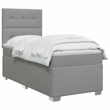 Boxspringbett mit Matratze Hellgrau 80 x 200 cm Stoff