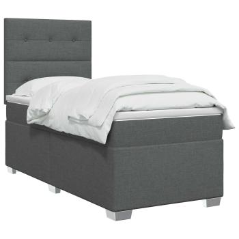 Boxspringbett mit Matratze Dunkelgrau 80 x 200 cm Stoff
