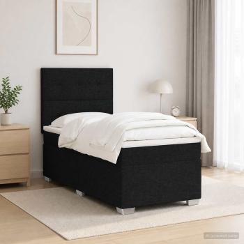 ARDEBO.de - Boxspringbett mit Matratze Schwarz 80 x 200 cm Stoff
