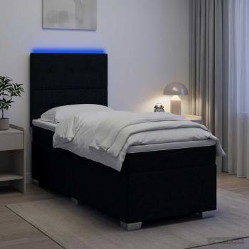 Boxspringbett mit Matratze Schwarz 80 x 200 cm Stoff