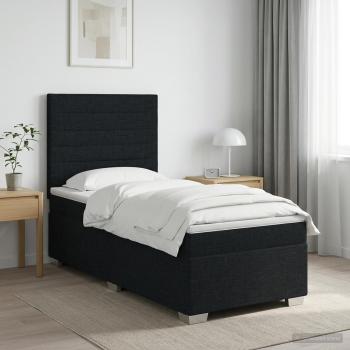 ARDEBO.de - Boxspringbett mit Matratze Schwarz 90 x 190 cm Stoff