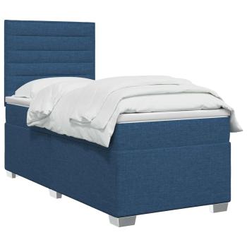 Boxspringbett mit Matratze mit Kopfteil Blau 90 x 200 cm Stoff