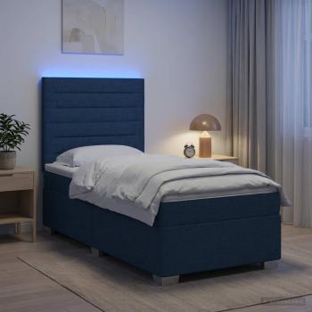 Boxspringbett mit Matratze mit Kopfteil Blau 90 x 200 cm Stoff