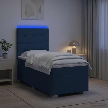 Boxspringbett mit Matratze mit Kopfteil Blau 100 x 200 cm Stoff