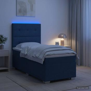 Boxspringbett mit Matratze mit Kopfteil Blau 100 x 200 cm Stoff